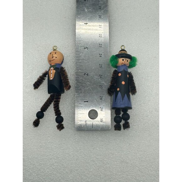 Vintage Department 56 Set of Two Halloween Ornaments Wood and Pipe Cleaners - Picture 6 of 6